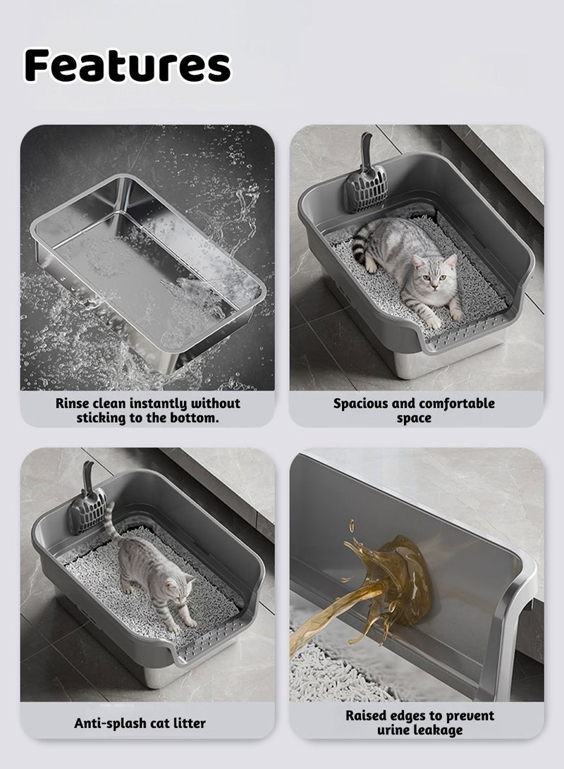 Kidle Stainless Steel Cat Litter Box Cat Metal Tray Anti Splashing and Easy Clean - Image 3